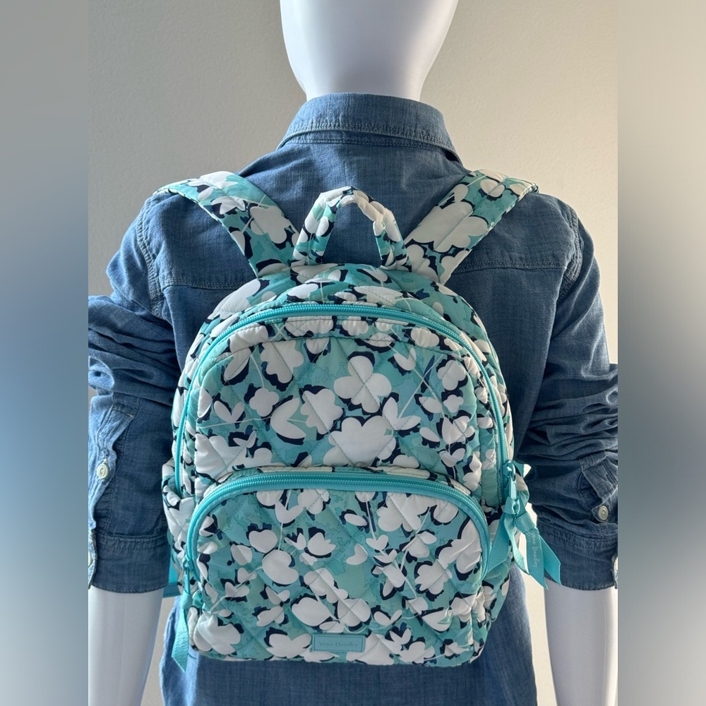 Vera Bradley Floral Print Backpack Pastel Flowers Blue Aqua. Size 12" x11". Used